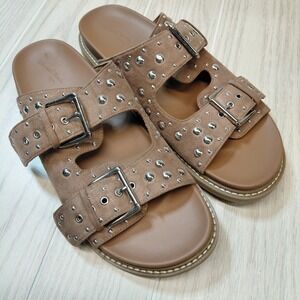Universal Thread Women's Sz 10 Tan Suede Studded Sandals Grunge Emo Punk Rock